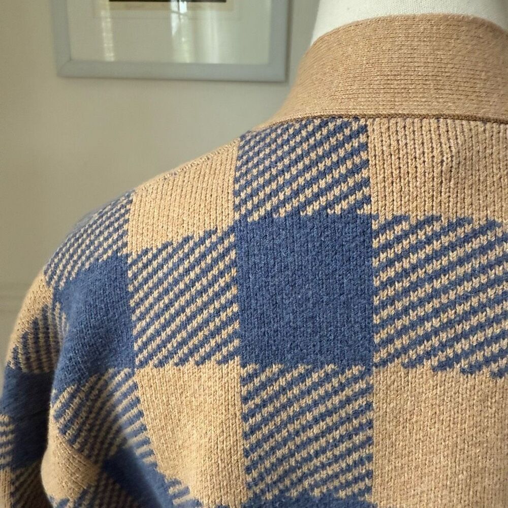 NWOT Madewell Bayberry Cardigan Sweater in Buffalo Check Beige Blue $110 XS - Picture 6 of 10